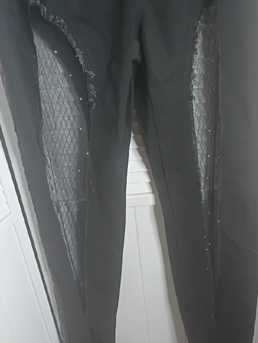 Black Mesh Panel Pants - Picture 6 of 7